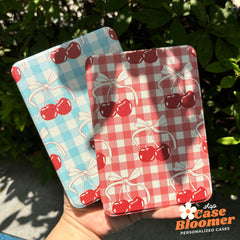 Cherry Red Checkerboard iPad case, Free Personalization