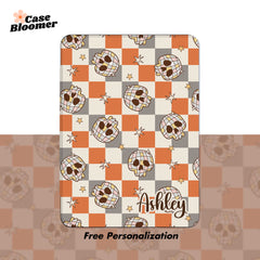 Halloween Checkerboard Pumpkin Ghost Kindle Case, Kobo Case, Free Personalization