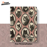 Custom Name Vintage Cats Oil Paitings iPad case, Free Personalization