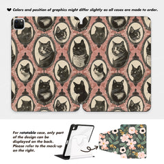 Custom Name Vintage Cats Oil Paitings iPad case, Free Personalization