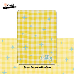 Yellow Checkerboard Kindle Case, Kobo Case, Free Personalization