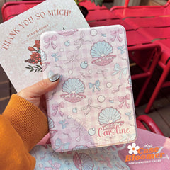 Pink Checkerboard Seashells Kindle Case, Kobo Case, Free Personalization