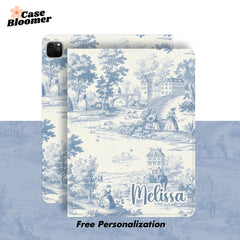 Toile de Jouy Custom Name iPad case, Free Personalization