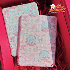 Pink Checkerboard Seashells Kindle Case, Kobo Case, Free Personalization