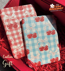 Blue Checkered Cherries Kindle Paperwhite Case, Kobo, Free Personalization