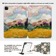 Custom Name Van Gogh Wheat Field Cypresses Autumn Oil Painting iPad case, Free Personalization