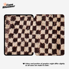 Chocolate Checkerboard Fuzzy Kindle Case, Kobo, Free Personalization