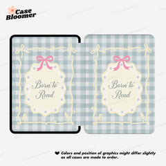 Born to Read Green Checkerboard Kindle Case, Kobo Case, Free Personalization