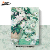 Custom Name Van Gogh Vase with Pink Roses Oil Painting iPad case, Free Personalization