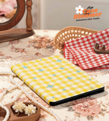 Yellow Checkerboard Kindle Case, Kobo Case, Free Personalization
