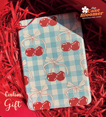 Blue Checkered Cherries Kindle Paperwhite Case, Kobo, Free Personalization