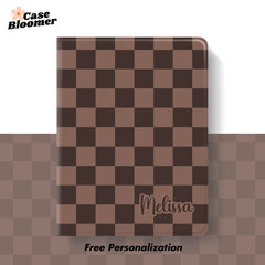 Custom Name Chocolate Checkerboard iPad case, Free Personalization