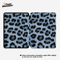 Blue Leopard Print Minimalist Kindle Case, Kobo, Free Personalization