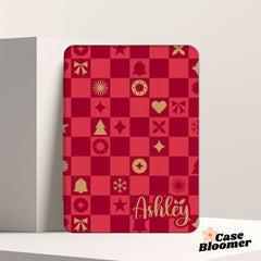 Christmas Red Checkerboard Kindle Case, Kobo, Free Personalization, New Year Gift