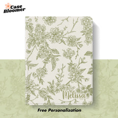 Custom Name Green Botanical iPad case, Free Personalization