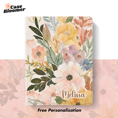 Custom Name Watercolor Flowers Boho iPad case, Free Personalization