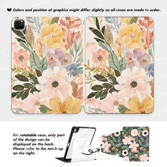 Custom Name Watercolor Flowers Boho iPad case, Free Personalization