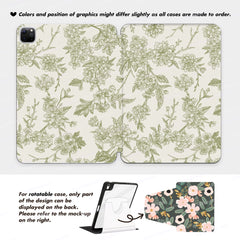 Custom Name Green Botanical iPad case, Free Personalization