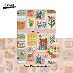Cute Bear Floral Kindle Case, Kobo Case, Free Personalization