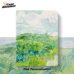 Custom Name Green Wheat Fields Oil Painting by Van Gogh iPad case, Free Personalization