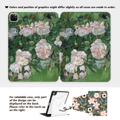 Custom Name Pink Roses Oil Painting by Van Gogh iPad case, Free Personalization