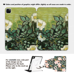 Custom Name Wild Roses Oil Painting by Van Gogh iPad case, Free Personalization