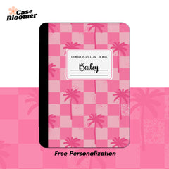 Pink Checkerboard Composition Book Kindle Case, Kobo, Free Personalization