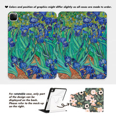 Custom Name Iries Art Oil Painting by Van Gogh iPad case, Free Personalization