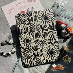 Groovy Black Wildflowers iPad case, Free Personalization
