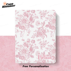 Personalized Pink Botanical Floral iPad case, Free Personalization