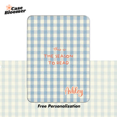 Blue Cozy Checkerboard Kindle Case, Kobo Case, Free Personalization