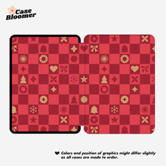 Christmas Red Checkerboard Kindle Case, Kobo, Free Personalization, New Year Gift