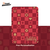 Christmas Red Checkerboard Kindle Case, Kobo, Free Personalization, New Year Gift