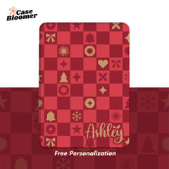 Christmas Red Checkerboard Kindle Case, Kobo, Free Personalization, New Year Gift