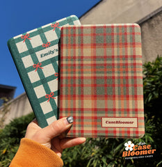 Christmas Green Plaid Kindle Case, Kobo, Free Personalization