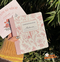 Custom Pink Floral Composition Book iPad case, Free Personalization