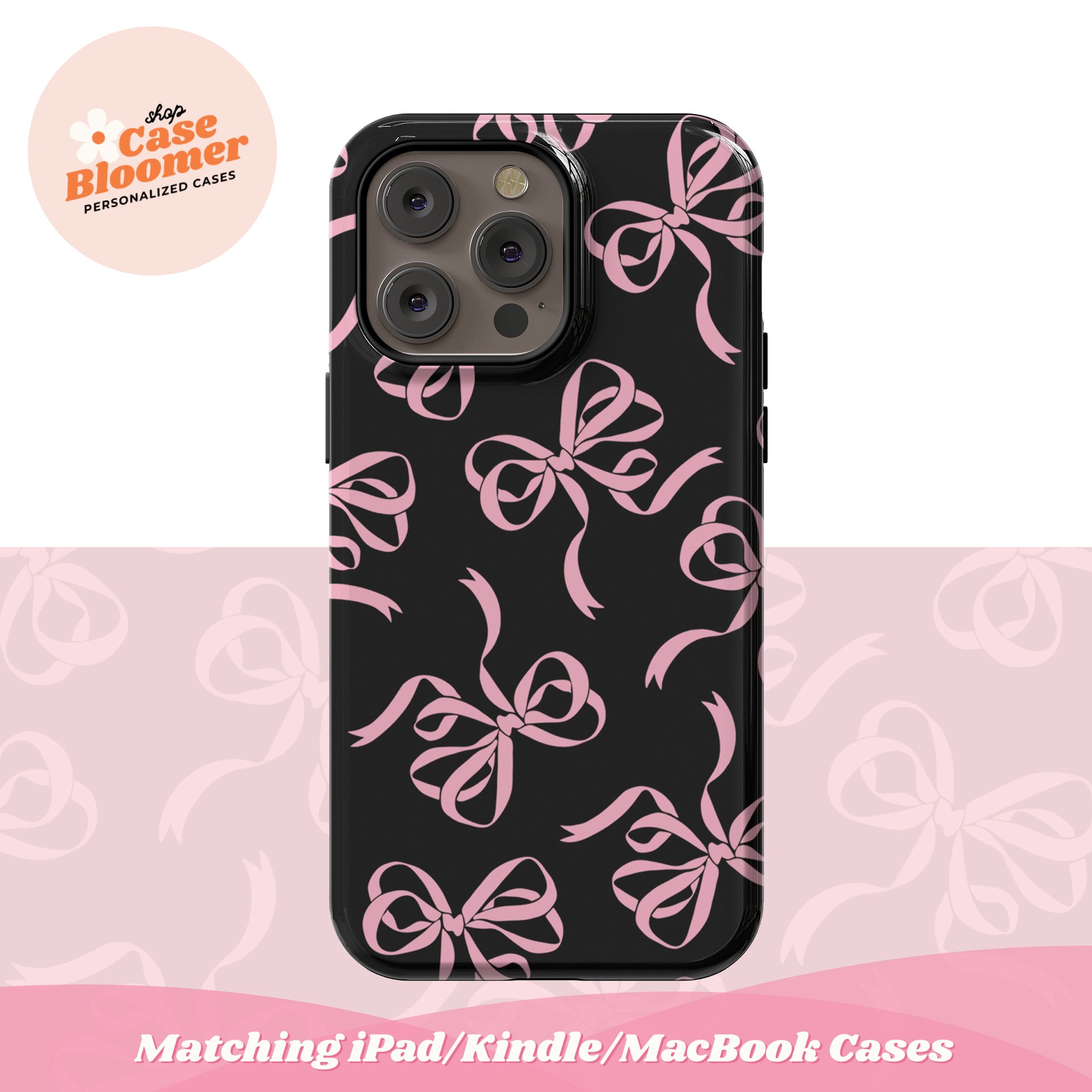 Black&Pink Ribbon Cute Coquette Phone Case Magsafe Black&Pink Ribbon Cute Coquette Phone Case Magsafe