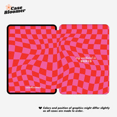 Hot Pink Checkerboard My Weekend is Booked Kindle Case, Kobo Case, Free Personalization