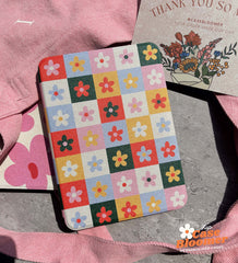 Retro Checkerboard Flowers Kindle Paperwhite Case, Kobo, Kobo, Free Personalization