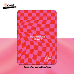 Hot Pink Checkerboard My Weekend is Booked Kindle Case, Kobo Case, Free Personalization