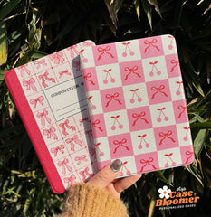 Personalized Cherry Ribbons Checkerboard iPad case, Free Personalization