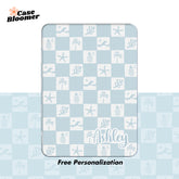 Blue Checkerboard Summer Ocean Kindle Case, Kobo Case, Free Personalization