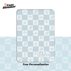 Blue Checkerboard Summer Ocean Kindle Case, Kobo Case, Free Personalization