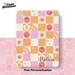 Custom Name Smiley Checkerboard iPad case, Free Personalization