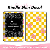 Cute Floral Yellow Checkerboard Kindle Skin Vinyl WRAP Amazon Kindle Paperwhite Decal