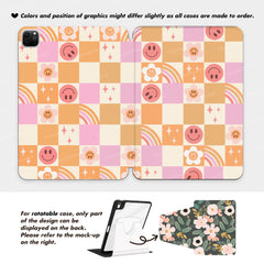 Custom Name Smiley Checkerboard iPad case, Free Personalization