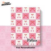 Personalized Cherry Ribbons Checkerboard iPad case, Free Personalization