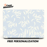 Custom Name Blue Coquette Ribbons MacBook Case Cover