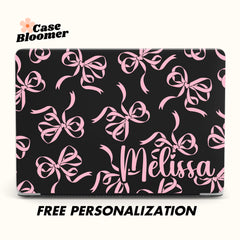 Custom Name Black and Pink Ribbons MacBook Case Cover