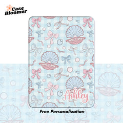 Blue Checkerboard Seashell Kindle Case, Kobo Case, Free Personalization